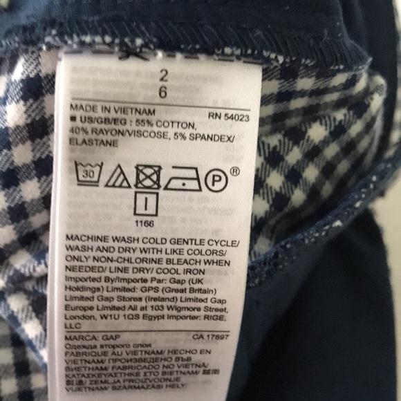 Gap Blue & White Gingham Signature Skinny Ankle crop pants size 2 - Picture 9 of 9